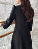 Glyn Notch Square Tweed Flare One Piece Long