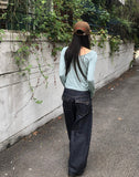 Mur Flower Pattern Round Neck Long Sleeve T-Shirt