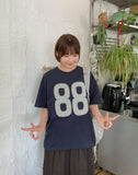 [Unisex] Clown Embroidered Number Short Sleeve Tee