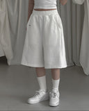 [mnem] pintuck logo bermuda shorts