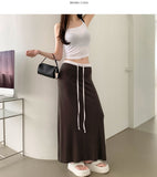 Color Matching Layered Maxi H-line Long Skirt