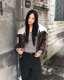 Bning Fleece Collar High Neck Leather Mustang Jumper