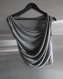 Ripple Drape One-Shoulder Off-Sleeveless