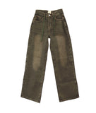 Wide green string denim