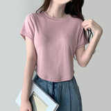 Modern Round Plain Short Sleeve T-shirt