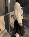 Juku suede midi pintuck skirt