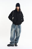 Drawstring wide denim pants