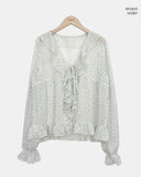 Mauve Frill See-through Blouse