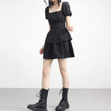 Webit Shirring Puff Dress