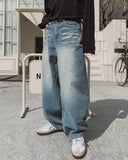Rings Curved Wide Denim Pants
