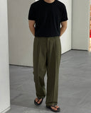 Sharp Linen Wide Banding Pants