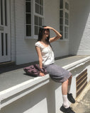 Deti See-through Check Midi Skirt
