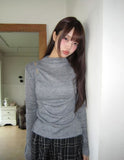 Pulha Slit Half-Neck Long Sleeve T-Shirt