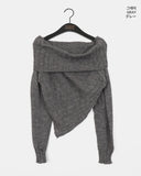 Chetil diagonal ribbed year-end look off-shoulder knit