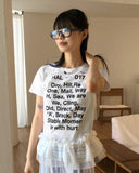 Komti Lettering Printed Semi-crop short-sleeved T-shirt