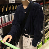 Moss V-neck ribbed cardigan