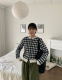 Coco Round Check Crop Cardigan
