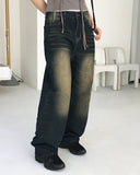 Rossen Washing Denim Long Wide Pants