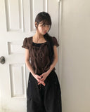 Burun Strap Frill Short Sleeve Blouse