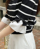 Ilon Layered Ribbon Stripe Three Quarter Knit