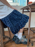 Buyan Dot Frill Denim Midi Skirt