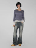 SIDE STUD FLARE DENIM