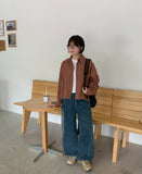 Pemeon cut washed wide denim pants