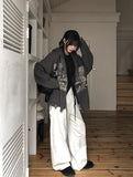 Atonic Lettering Hood Zip-Up Knit