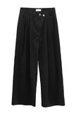 Belt set snap wide pintuck slacks