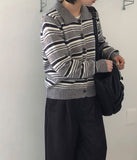 Tamen Stripe Collar Knit Cardigan