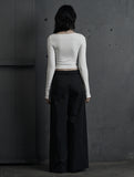 [mnem] strap maxi wide pants