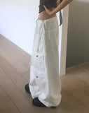 [Cool/Non-Fade] Senba String Wide Denim Cargo Pants