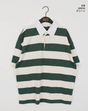 Was Bubble Gum Stripe Collar Short Sleeve T-shirt