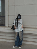 Poten Big Pocket Oil Washing Cargo Denim Pants