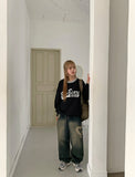 Penbo Heart Washing Wide Denim Pants