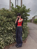 [UL DENIM] 4 Colors Pintuck Wide Cargo Denim Pants