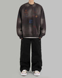 Discharged brushed washed sweatshirt