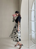 Arta Pattern Banding Flare Skirt