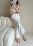 Delia Cotton Wide Banding Denim Pants