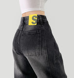 Side Pin Tuck Line Wide Fit Denim Pants