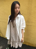 Haril Leaf Shirring Layered Sleeveless Blouse Midi One Piece