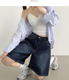 Loose Bermuda Thigh Cover Cooling Half Length Denim Shorts