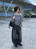 Sone Vintage Washing Wide Denim Pants