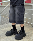 Black cargo denim trousers
