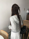 Groo Punching Stripe Knit Hood Zip-Up
