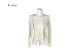 Gren Dot Frill Cardigan Sleeveless Set