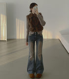 Pelvic Fever Brushed Span 2-Button Bootcut Denim Pants