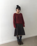 Sodan round neck henley neck loose wool long sleeve knit