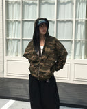Chebo Military Camo Oversized-Fit Hood Zip-Up