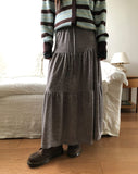 Woolen Stripe Round Knit Cardigan